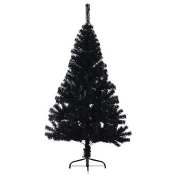 Demi sapin de Noël artificiel avec support Noir 120 cm PVC 561985561985