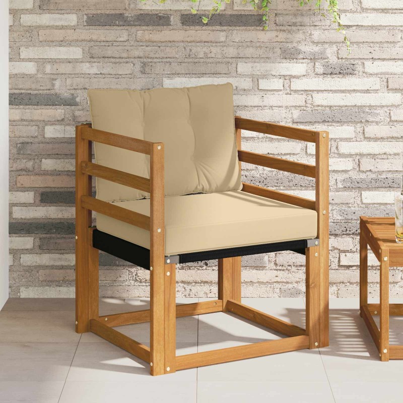 Canapé d’extérieur Bois d'acacia massif et Textilène Naturel 562024562024