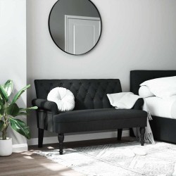 Banc avec dossier Noir 120x62x75,5 cm Tissu 562226562226