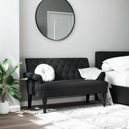 Banc avec dossier Noir 120x62x75,5 cm Tissu 562226562226