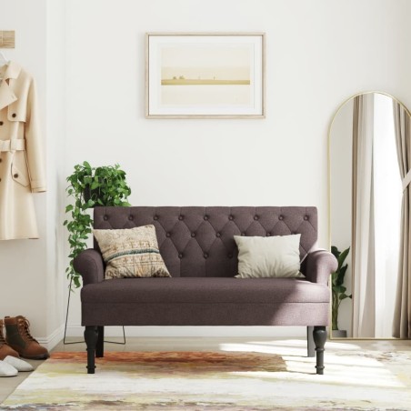 Banc avec dossier marron foncé 120x62x75,5 cm tissu 562227562227