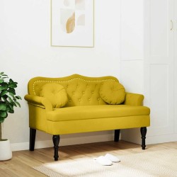 Banc avec coussins jaune 120,5x65x75 cm velours 562279562279