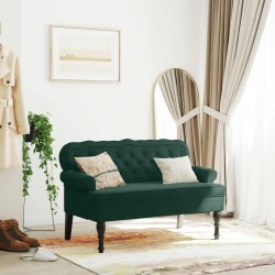Banc avec dossier vert foncé 119,5x64,5x75 cm velours 562282562282