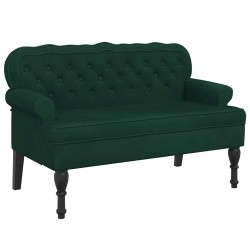 Banc avec dossier vert foncé 119,5x64,5x75 cm velours 562282562282