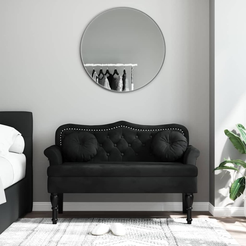 Banc avec coussins Noir 120,5x65x75 cm Velours 562284562284