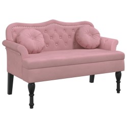Banc avec coussins rose 120,5x65x75 cm velours 562285562285