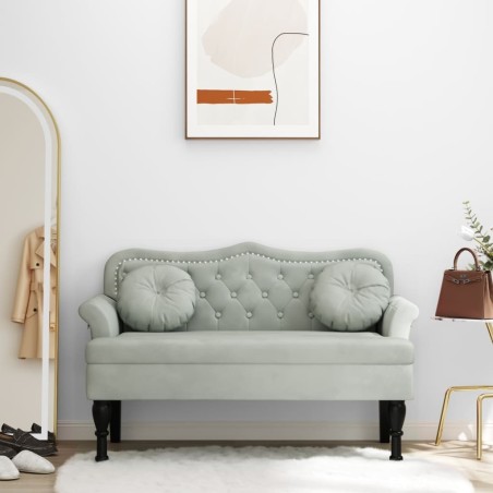 Banc avec coussins Gris clair 120,5 x 65 x 75 cm Velours 562289562289