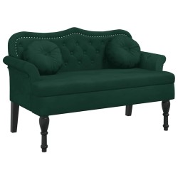 Banc avec coussins Vert foncé 120,5x65x75 cm Velours 562292562292