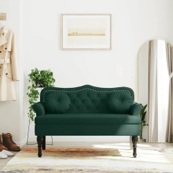 Banc avec coussins Vert foncé 120,5x65x75 cm Velours 562292562292