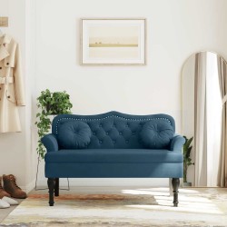 Banc avec coussins bleu 120,5x65x75 cm velours 562299562299