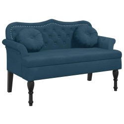 Banc avec coussins bleu 120,5x65x75 cm velours 562299562299