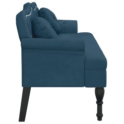 Banc avec coussins bleu 120,5x65x75 cm velours 562299562299