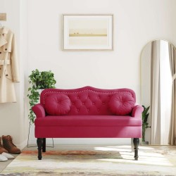 Banc avec coussins bordeaux 120,5x65x75 cm velours 562306562306