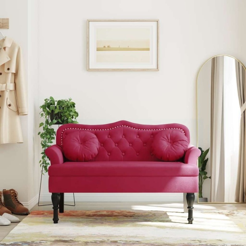 Banc avec coussins bordeaux 120,5x65x75 cm velours 562306562306