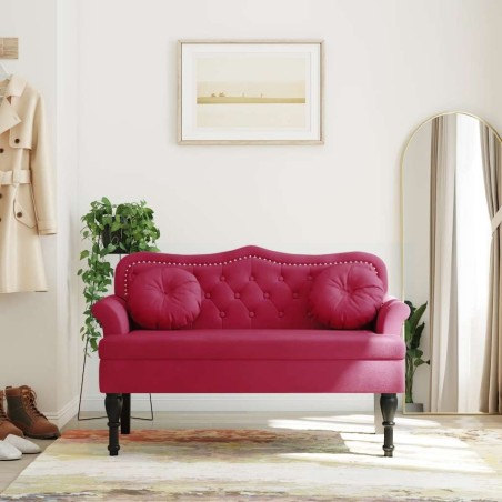 Banc avec coussins bordeaux 120,5x65x75 cm velours 562306562306