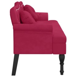 Banc avec coussins bordeaux 120,5x65x75 cm velours 562306562306