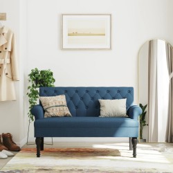 Banc avec dossier bleu 120x62x75,5 cm tissu 562313562313