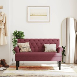 Banc avec dossier rouge bordeaux 120x62x75,5 cm tissu 562314562314
