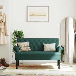 Banc avec dossier vert foncé 120x62x75,5 cm tissu 562315562315
