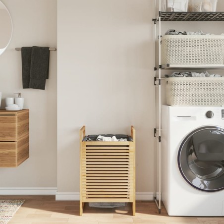 Panier à linge avec sac gris 32x30x36,5 cm bambou 562325562325