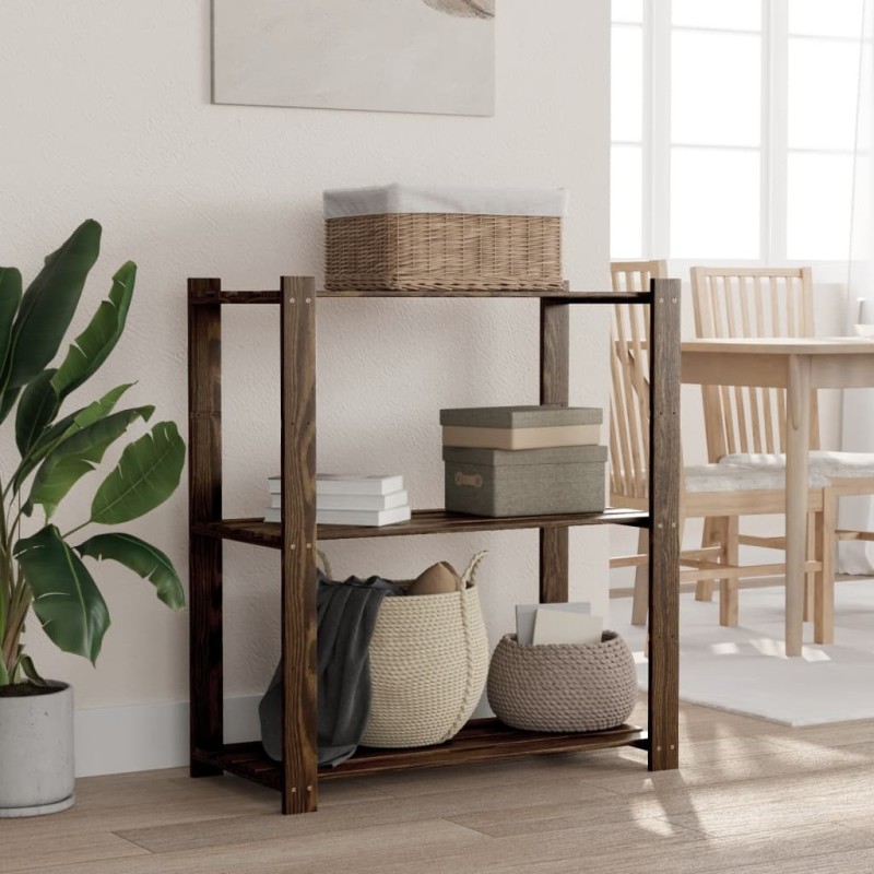 Support de rangement à 3 niveaux noir 80x38x90 cm bois pin 562329562329