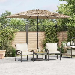 Parasol de jardin avec LED et mât en acier marron 300x200x250cm 562375562375