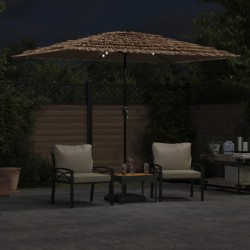 Parasol de jardin avec LED et mât en acier marron 300x200x250cm 562375562375