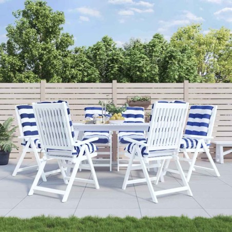 Coussins de chaise à dossier bas lot de 6 rayures bleu/blanc 562450562450