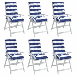 Coussins de chaise à dossier bas lot de 6 rayures bleu/blanc 562450562450