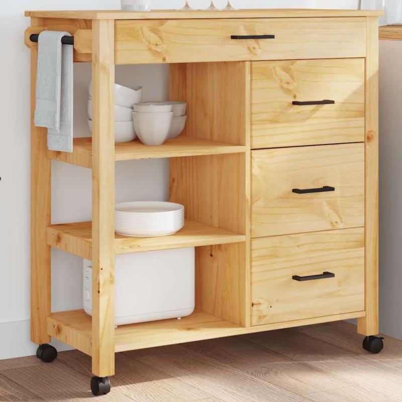 Chariot de cuisine MONZA 84x40x88,5 cm bois massif de pin 562469562469
