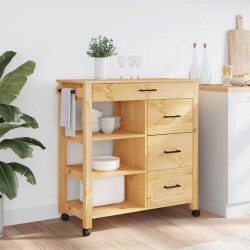 Chariot de cuisine MONZA 84x40x88,5 cm bois massif de pin 562469562469