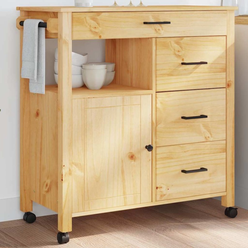 Chariot de cuisine MONZA 84x40x88,5 cm bois massif de pin 562470562470