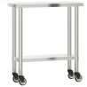 Table de travail de cuisine avec roues 82,5x30x85 cm inox 562534562534