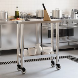 Table de travail de cuisine avec roues 82,5x30x85 cm inox 562534562534