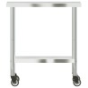 Table de travail de cuisine avec roues 82,5x30x85 cm inox 562534562534