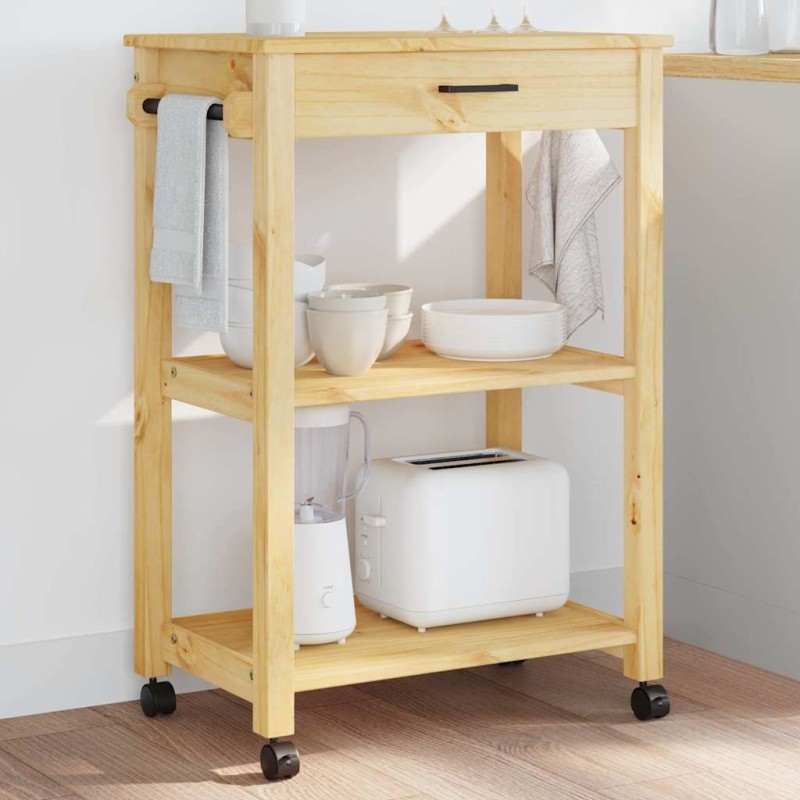 Chariot de cuisine MONZA 60x40x88,5 cm bois massif de pin 562541562541