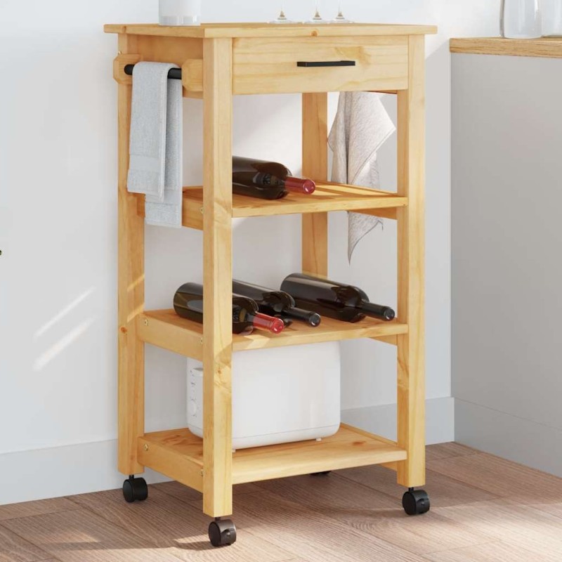 Chariot de cuisine MONZA 48x40x88,5 cm bois massif de pin 562544562544