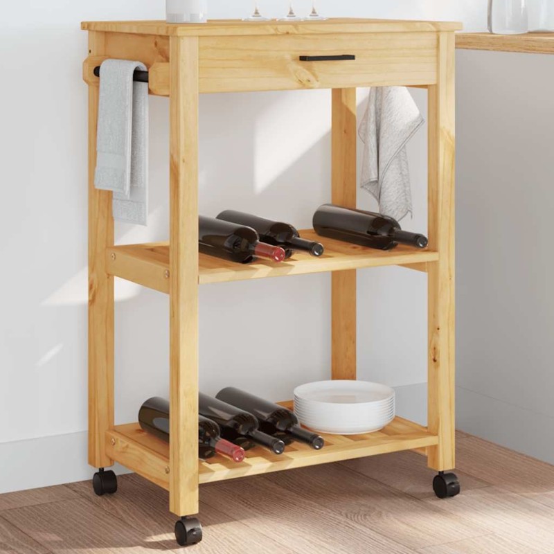 Chariot de cuisine MONZA 60x40x88,5 cm bois massif de pin 562564562564