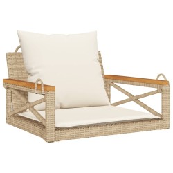 Balancelle avec coussins beige 63x62x40 cm résine tressée 562591562591