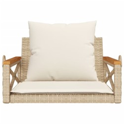 Balancelle avec coussins beige 63x62x40 cm résine tressée 562591562591