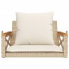 Balancelle avec coussins beige 63x62x40 cm résine tressée 562591562591