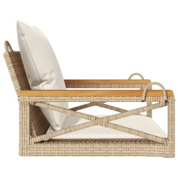 Balancelle avec coussins beige 63x62x40 cm résine tressée 562591562591