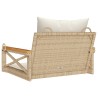 Balancelle avec coussins beige 63x62x40 cm résine tressée 562591562591
