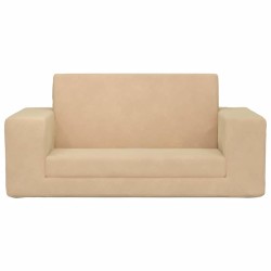 Canapé-lit pour enfants 2 places crème peluche douce 562684562684