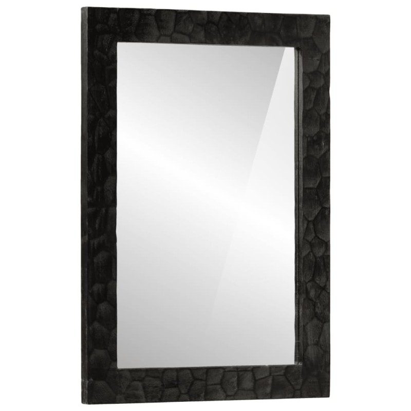 Miroir de bain noir 50x70x2,5 cm bois manguier massif et verre 562685562685