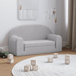 Canapé-lit enfants 2 places gris clair peluche douce 562695562695