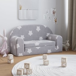 Canapé-lit enfant 2 places gris clair étoiles peluche douce 562703562703