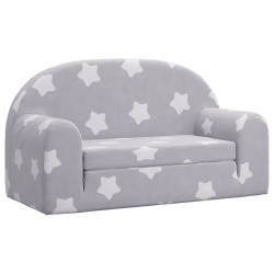 Canapé-lit enfant 2 places gris clair étoiles peluche douce 562703562703