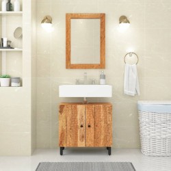 Miroir salle de bain 50x70x2,5 cm bois massif d'acacia et verre 562704562704