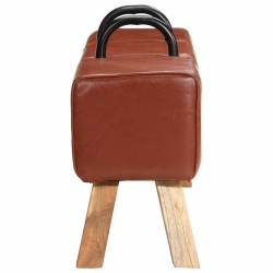 Banc de gymnastique marron 110 cm cuir véritable 562719562719